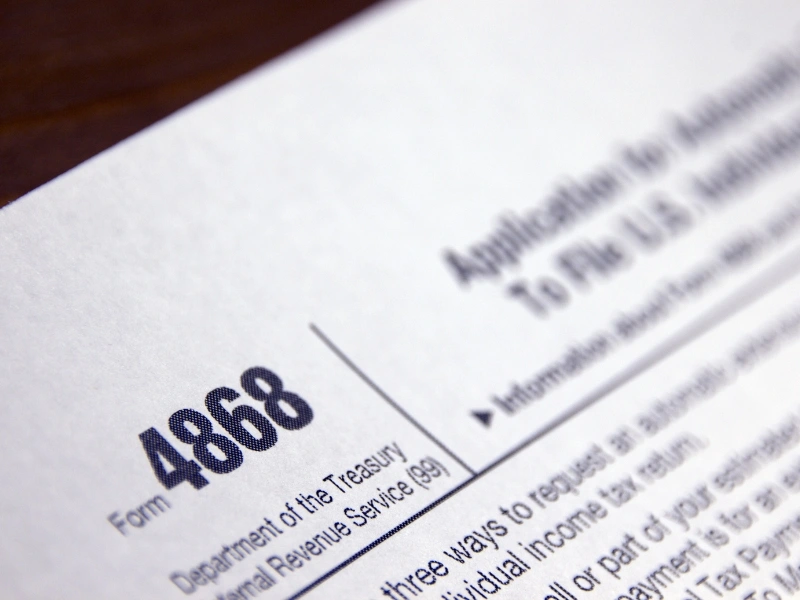 A preview of IRS Form 4868, the Application for Automatic Extension of Time To File U.S. Individual Income Tax Return.